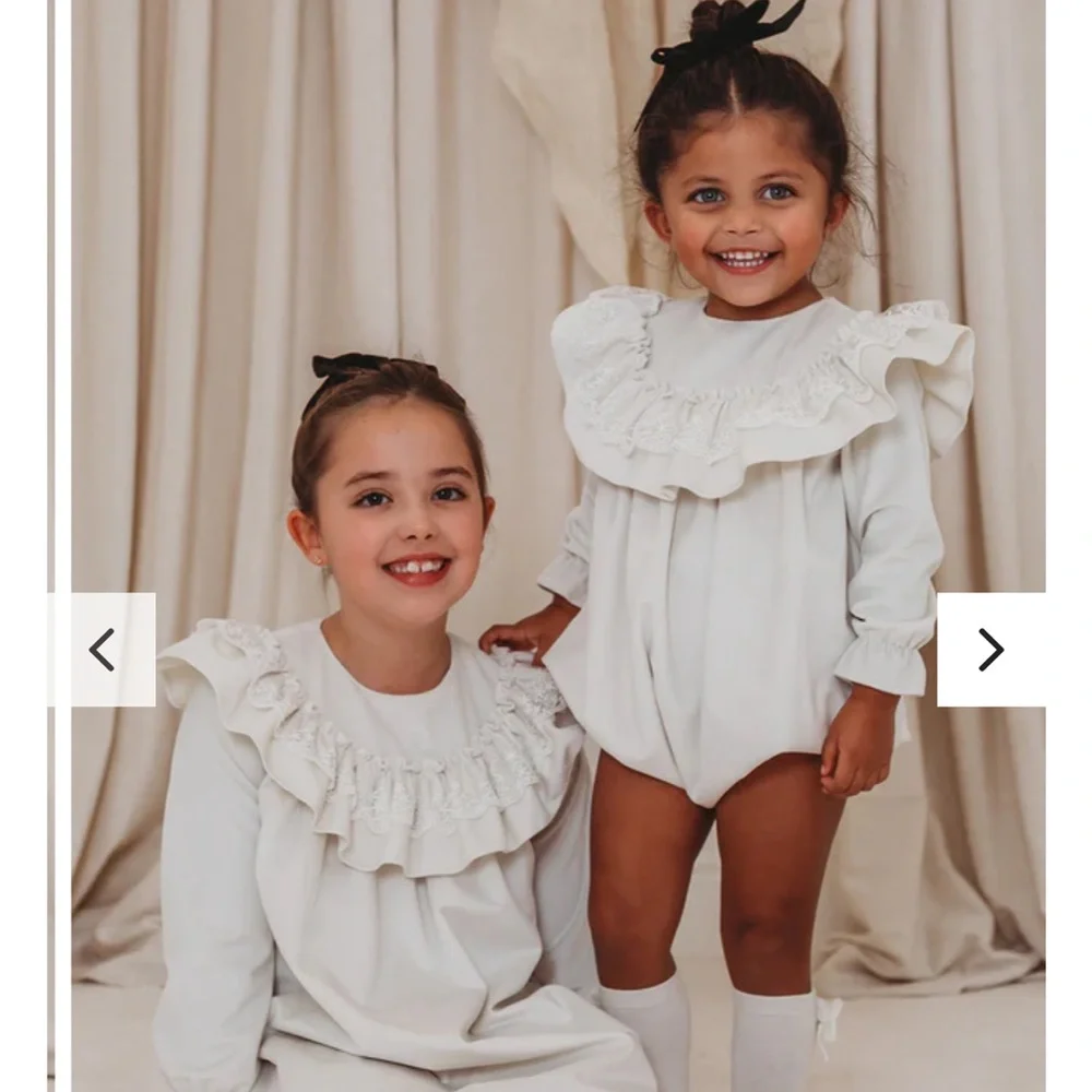 ROSE & ALBERT EXCLUSIVE Margot Ivory velvet & lace romper Girls Size 3T